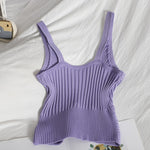 Retro knit vest V-neck high waist halter top women streetwear KilyClothing