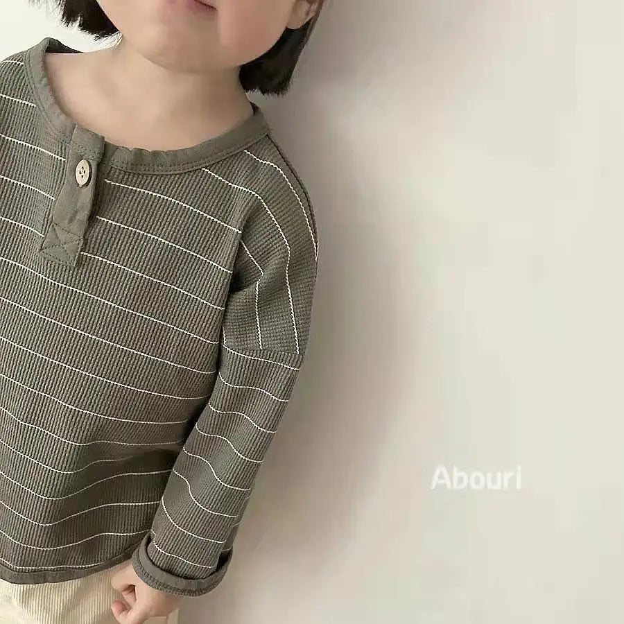 Camiseta informal para niños, holgadas a rayas para niños de manga larga de algodón      