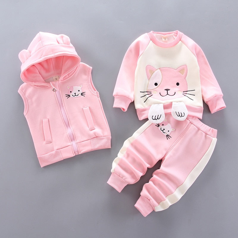 Unisex Clothing Set Hooded Outerwear Tops Pants 3PCS Outfits Kids Toddler Warm KilyClothing