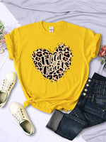 Leopard Wild At Heart Women's T-shirt Cotton Breathable Short Sleeve Casual Comfortable Clothing Cotton Oversized T Shirt KilyClothing