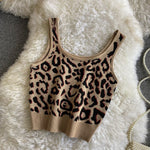 Cotton Sexy Leopard Printed Tank Tops Crop Tops Knitted Sexy Tops Women Cute Crop Tops KilyClothing