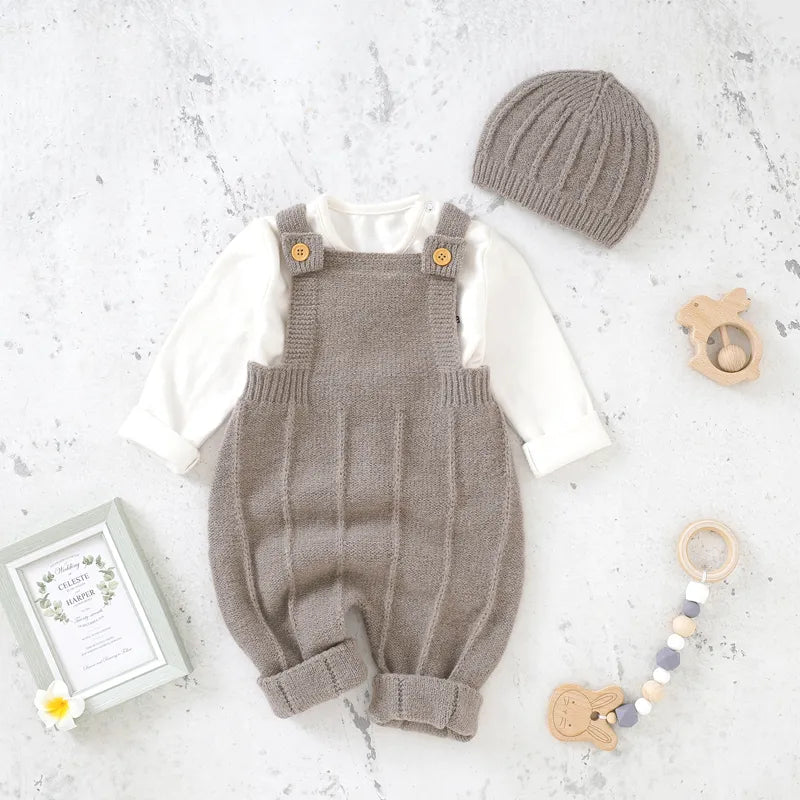 Baby Boys Girls Rompers Hats Clothes Fashion Sleeveless Knitted Newborn Infant Netural Strap Jumpsuits Outfits Sets Toddler Wear KilyClothing