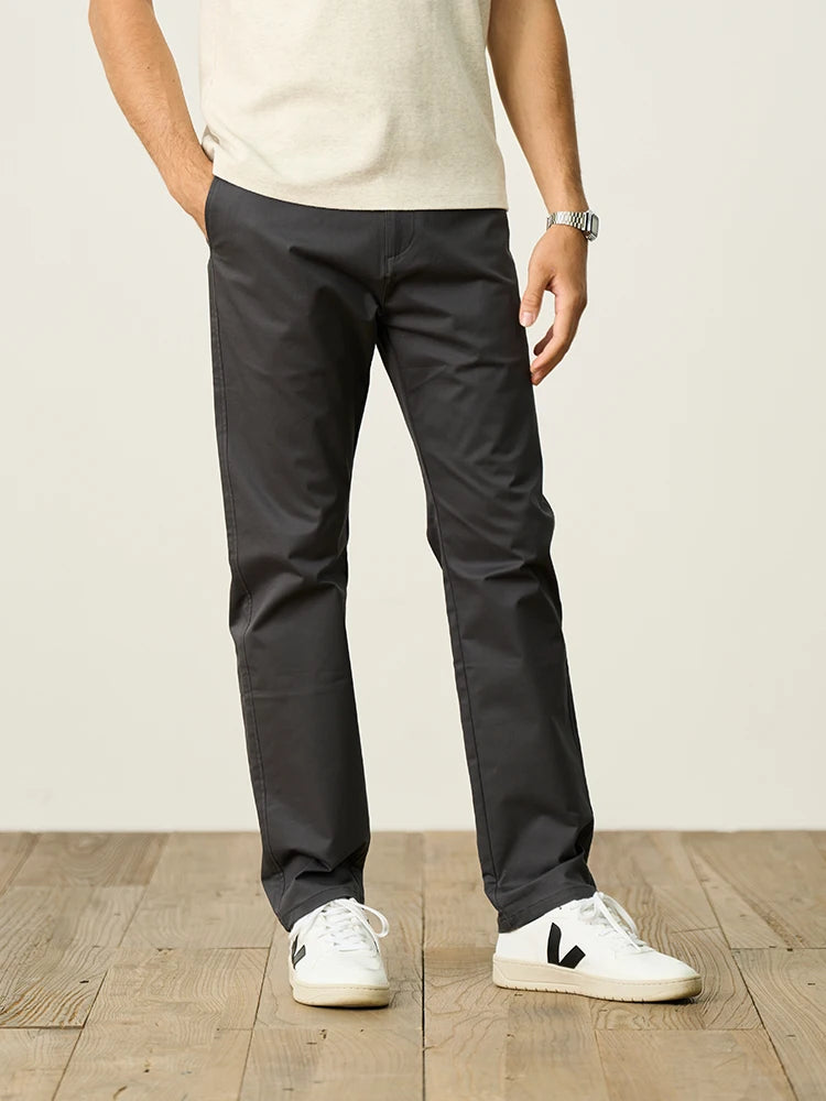 Pantalones rectos regulares de tela de 270 g/m² Pantalones casuales clásicos para hombre