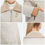 Autumn Simple Solid Color Short Coat Fur Collar Women's Quilted Jacket Streetwear Casual KilyClothing
