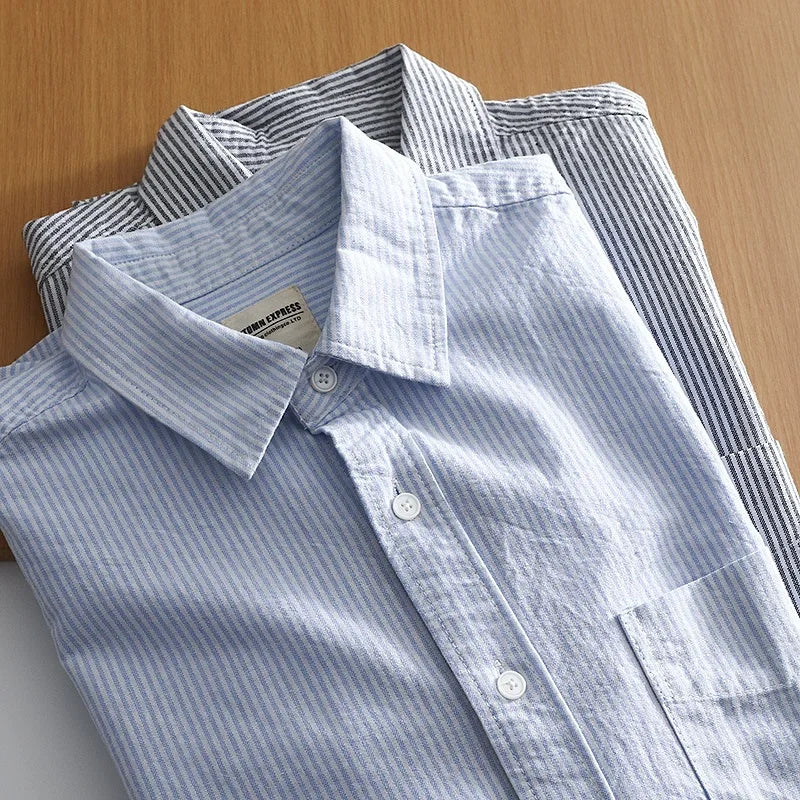 Camisa de hombre Oxford 100 % algodón de manga corta, nueva camisa informal de negocios de alta calidad a la moda para hombre, camisa de manga larga de talla grande