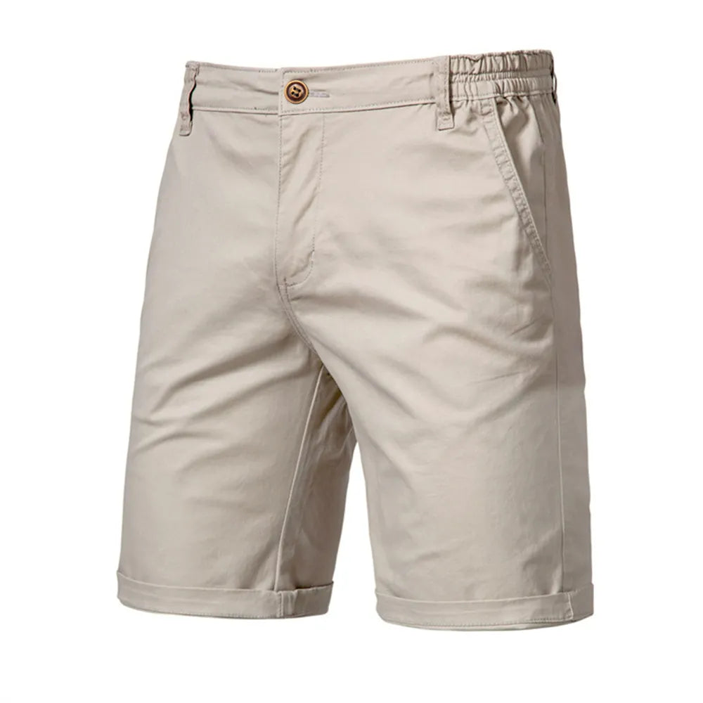 2021 New Summer 100% Cotton Solid Shorts Men High Quality Casual Business Social Elastic Waist Men Shorts 10 Colors Beach Shorts KilyClothing