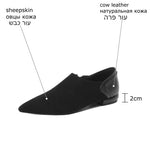 Kid Suede + Cow Leather Women Heels Shoes Pointed Toe Comfortable Fashion Outdoor Street Low Heel Shoes Four Seasons Shoes KilyClothing