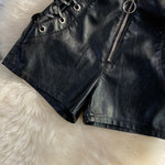 Washed PU Leather Shorts Women Fashionable Versatile High Waist Slim Straight Hot Pants KilyClothing