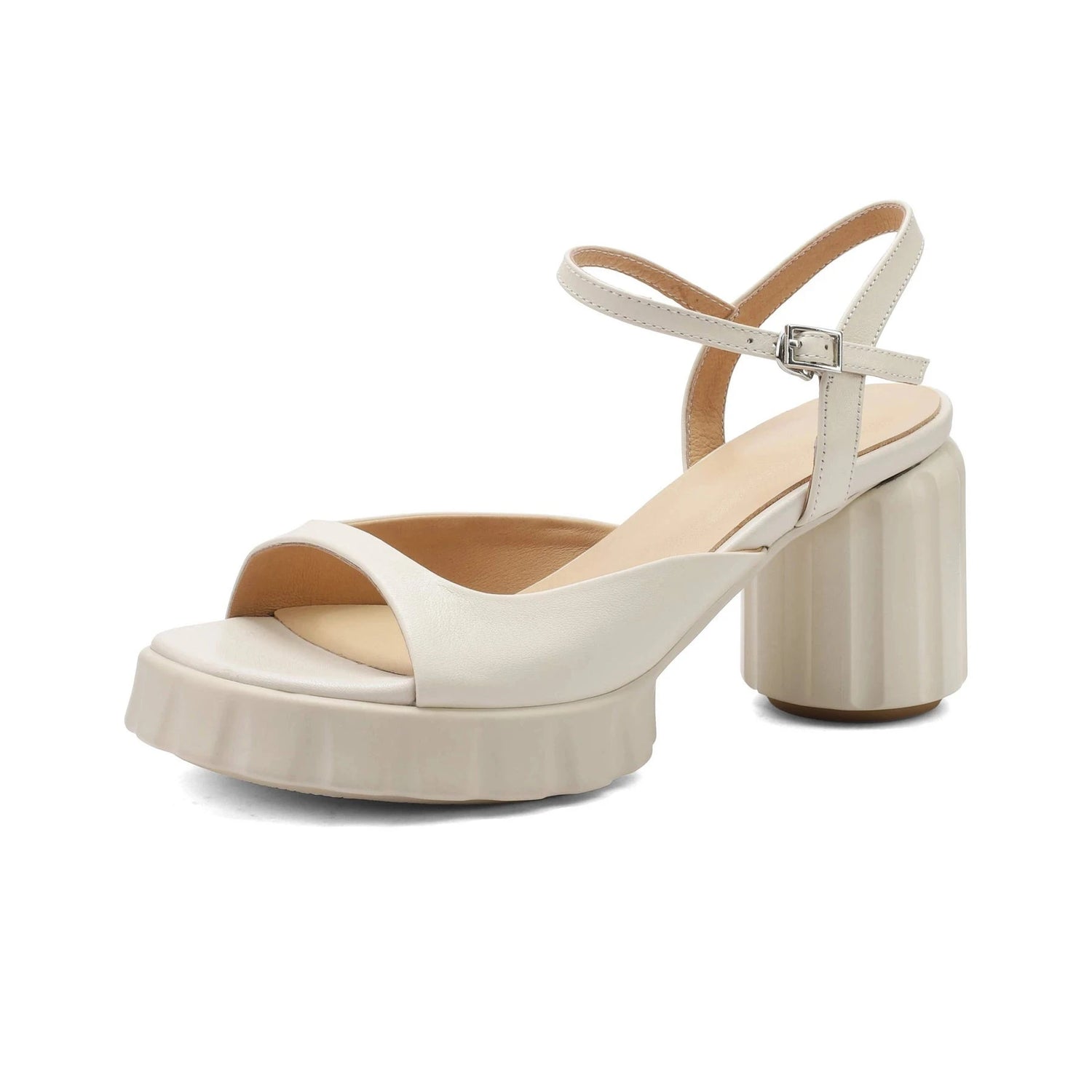Cow Leather High Heels Peep Toe Buckle Straps Summer Shoes Luxury Elegant  Modern Women Sandals