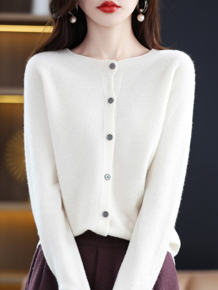 Long Sleeve Women Knitwear Cashmere Knit 100% Pure Merino Wool KilyClothing