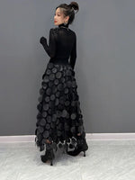 Polka Dot Women Skirt Black, Korean Fashion Trend Patchwork Mesh Skirt Streetwear Dress KilyClothing