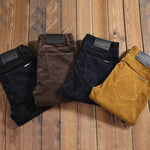 Autumn and Winter Men's Corduroy Casual Pants Business Fashion Elastic Regular Fit Stretch Trousers Male Black Khaki Coffee Navy KilyClothing