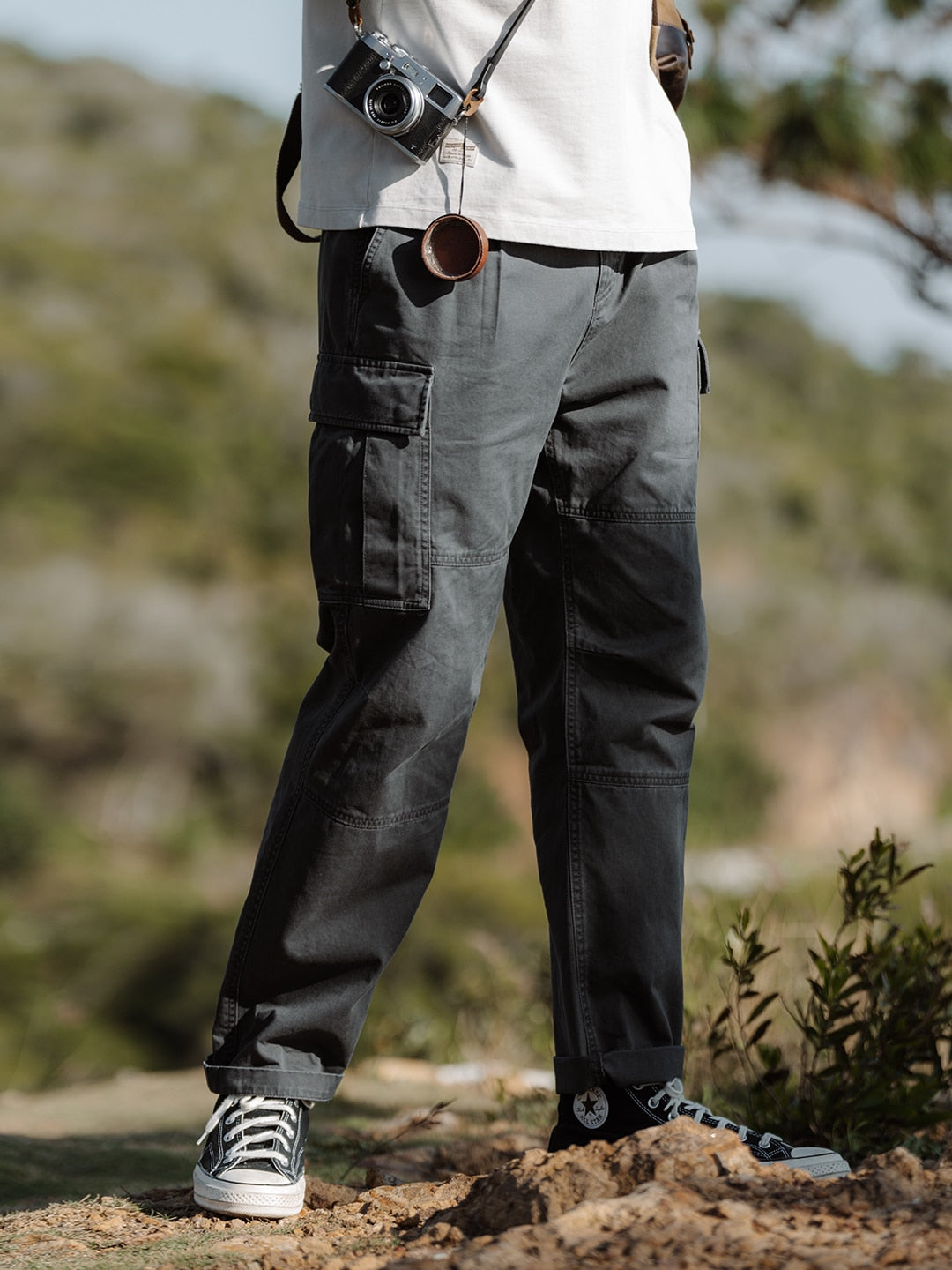 Oversize Cargo Pants 100% Cotton Fabric Vintage Workout Trousers KilyClothing