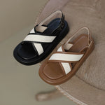 Women's Sandals, Platform Heel Genuine Leather, Chunky Heel Flat with Sandals Heels Cow Leather KilyClothing