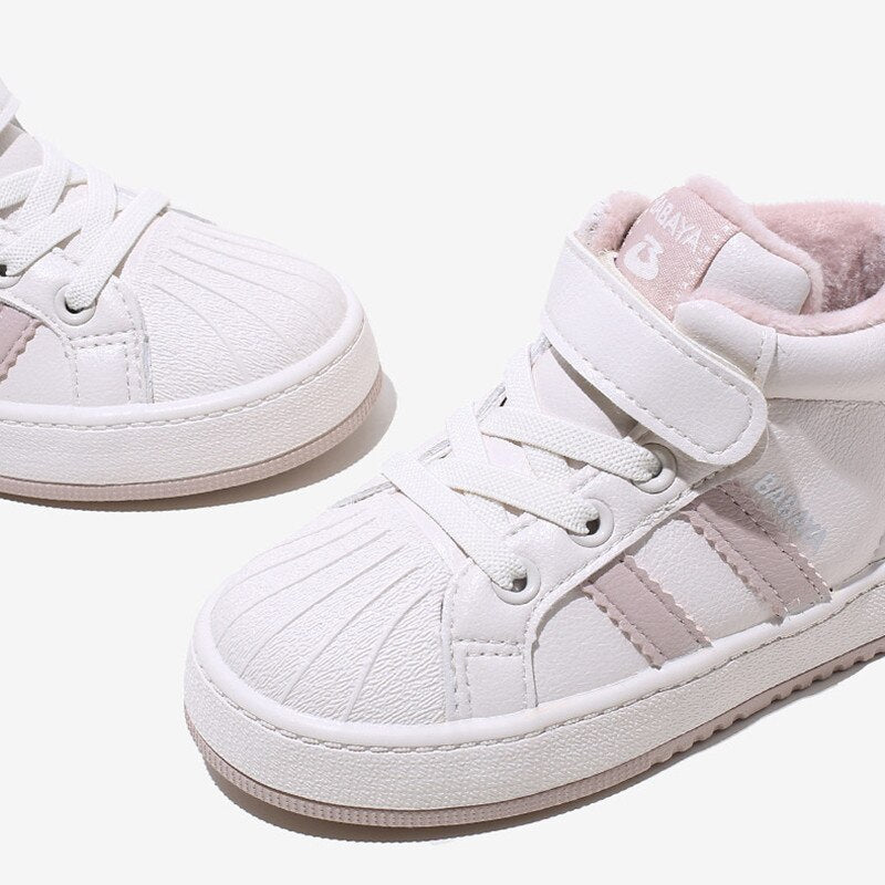 Basketball style shoes for kids, ankle white with colors shoes KilyClothing