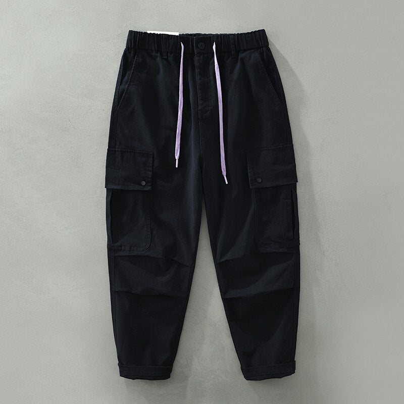 Italy Quality Thickened Cotton Brand Pants  Straight Drawstring Elastic Waist Trousers KilyClothing