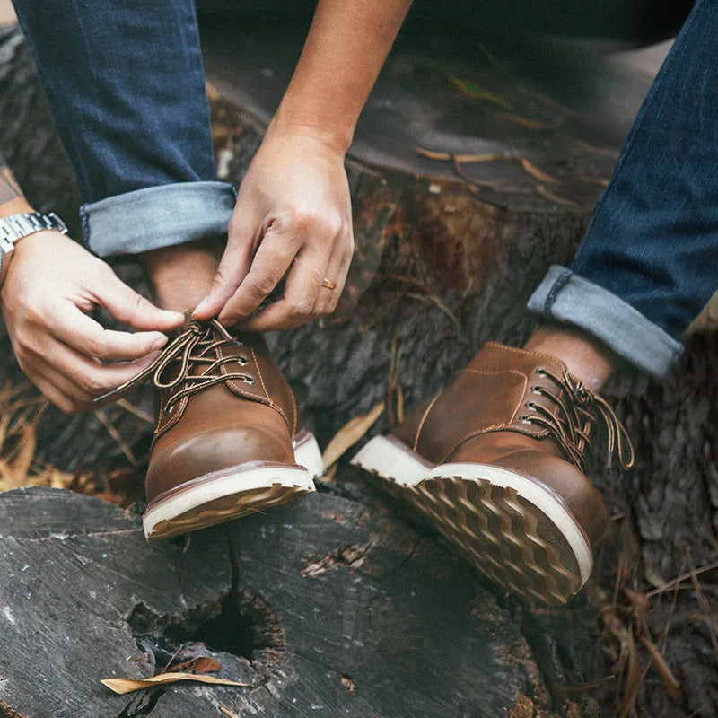 Botas de hombre de caña media, Estilo británico, 
Ropa de trabajo Botas retro