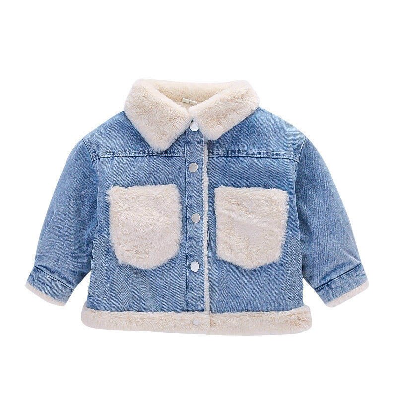 Thermal Faux Fur Vest Jackets Toddler Casual Denim Solid Color KilyClothing