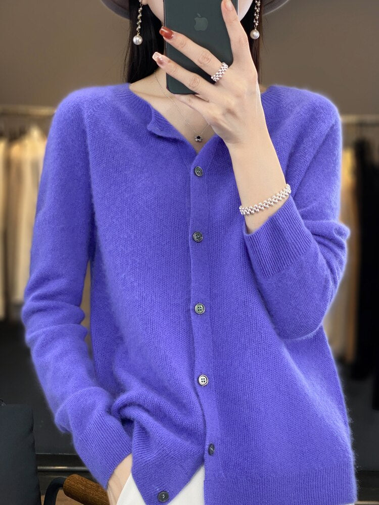 Long Sleeve Women Knitwear Cashmere Knit 100% Pure Merino Wool KilyClothing