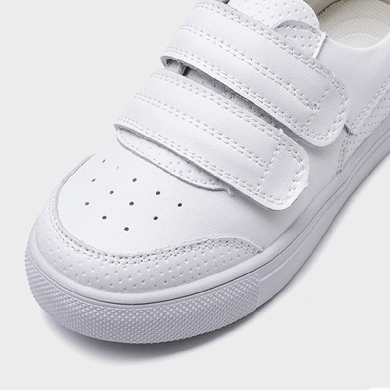 Genuine Leather White Kids unisex Flats Soft Sole Breathable Outdoor Tennis Fashion Toddler KilyClothing