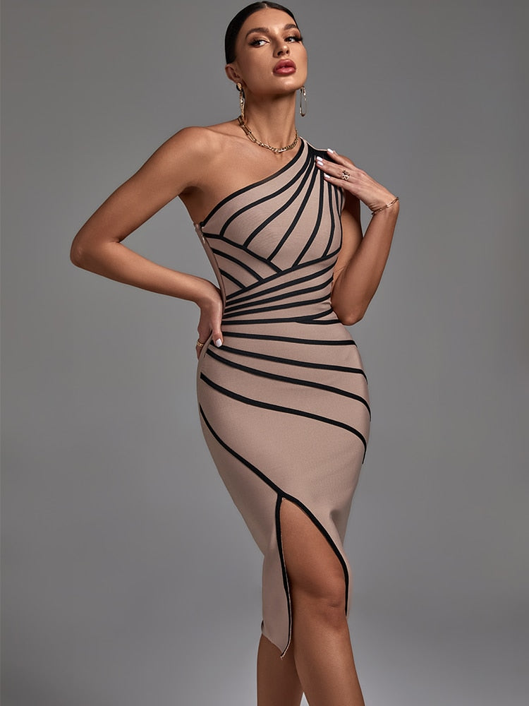 One Shoulder Bandage Dress Elegant Sexy Evening Party Dress High Quality KilyClothing