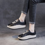 Women's shoes, Comfort Genuine Leather Lace-Up Casual Sneakers, Low Top Flat Platform Shoes KilyClothing