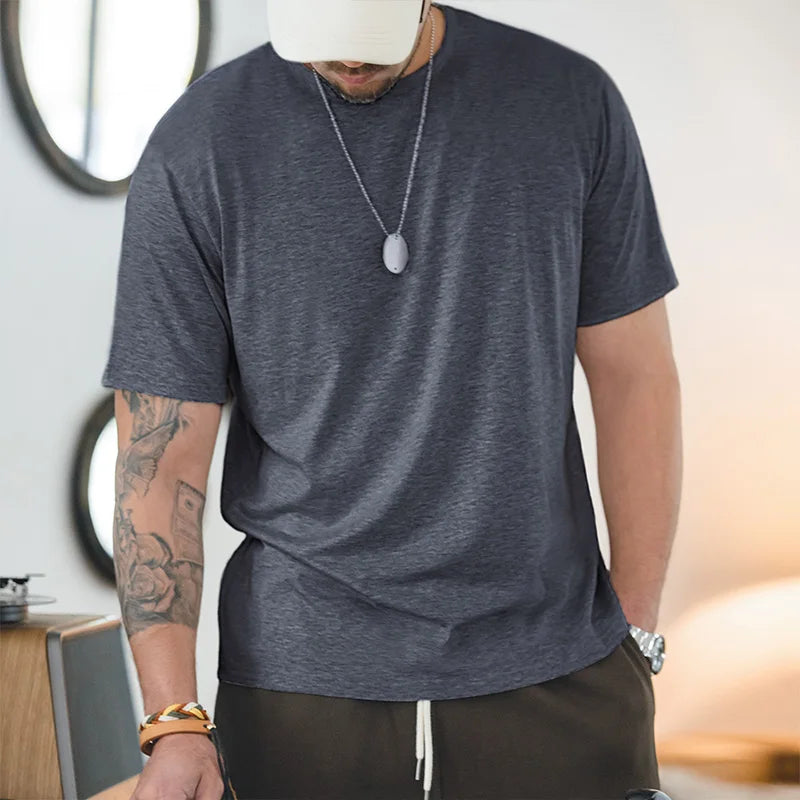 Camiseta informal de manga corta y transpirable para hombre, ropa interior ligera y cómoda con cuello redondo, camisetas suaves 