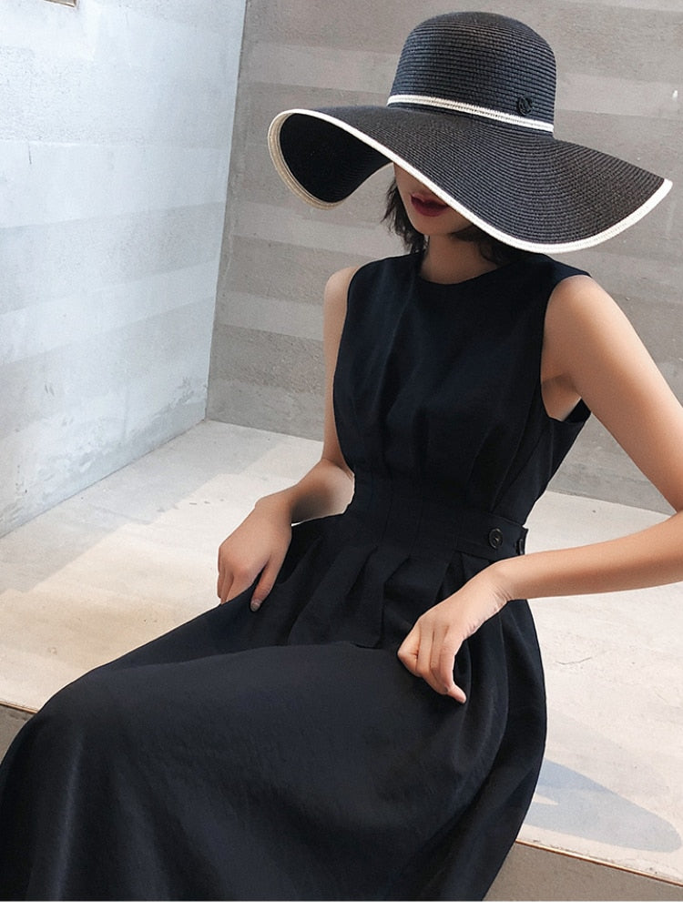 White Dress Black Fashion Elegant Party O-neck Sleeveless KilyClothing
