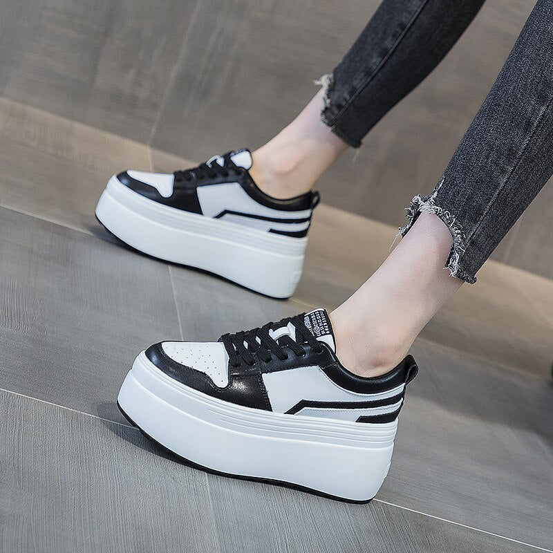 Genuine Leather Women Chunky Shoes Spring Trainers Tenis Femme KilyClothing