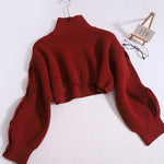 Winter New Retro Turtleneck Lantern Sleeves Sweater Women Pullovers Korean KilyClothing