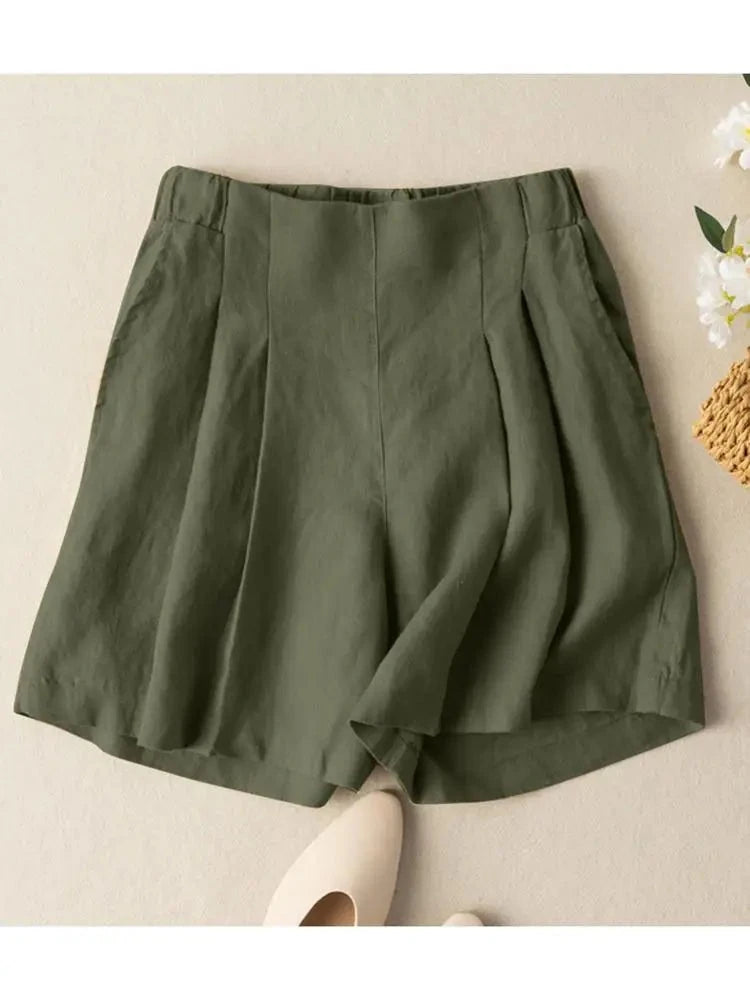 Solid Shorts Women Pants, cotton casual elastic High Waist Trousers, Female Turnip Oversized KilyClothing