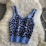 Cotton Sexy Leopard Printed Tank Tops Crop Tops Knitted Sexy Tops Women Cute Crop Tops KilyClothing
