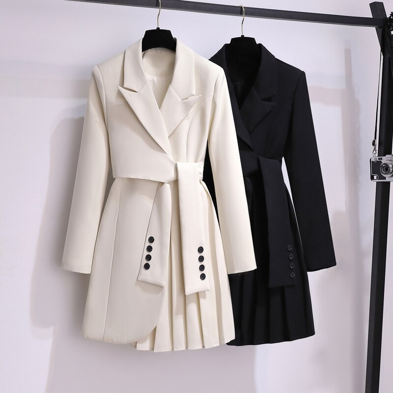 Blazer Dress Office Lady New Casual Button Belt Mini DressesElegant Fashion KilyClothing