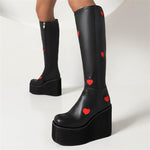 Platform Ankle Boots /Round Toe Heart Design Wedge Shoes KilyClothing