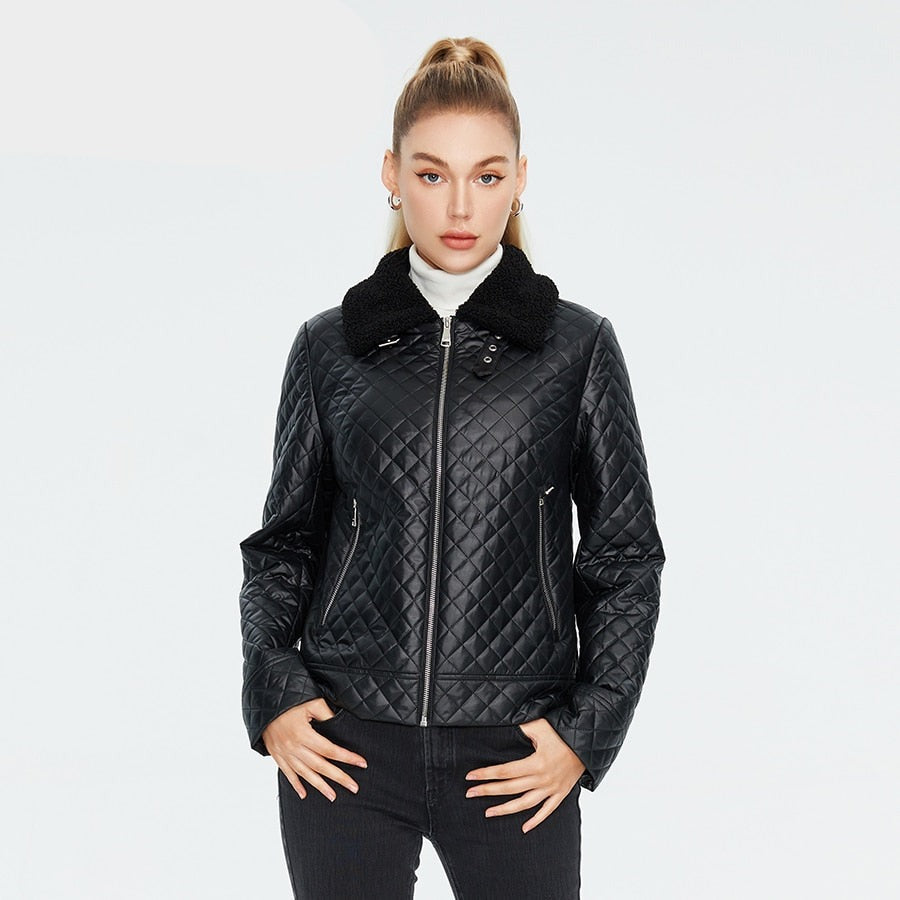 Autumn Simple Solid Color Short Coat Fur Collar Women's Quilted Jacket Streetwear Casual KilyClothing