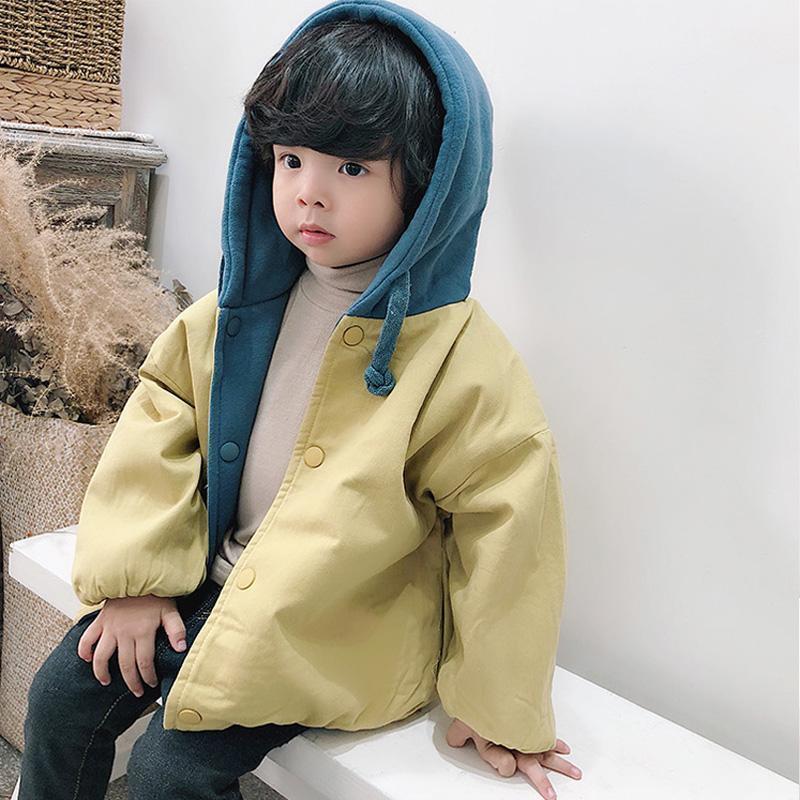 Patchwork Color Hooded Children's Casual Winter Reversible Wear Top KilyClothing