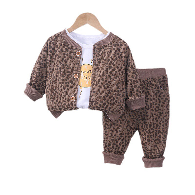 3PCS Set Unisex, Cute Leopard Print Coat And Pants Suit Children Clothing Outwear KilyClothing