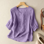 Vitage Lace Crochet Blouse Women 3/4 O Neck Sleeve Tops Embroidery KilyClothing