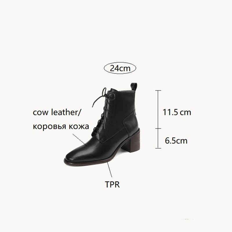 Genuine Leather Boots Square Toe Chunky Boots for Women Casual Winter ladies KilyClothing