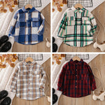 Cotton Lapel Stripe Lattice Button Shirt for Boy and Girl Baby Tops KilyClothing