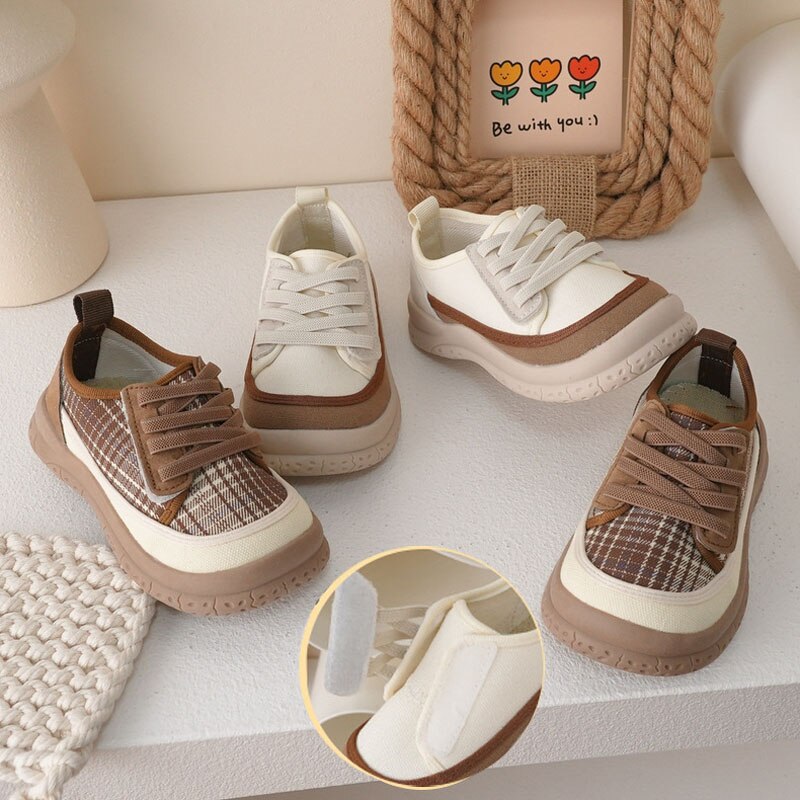 Sneakers Baby Soft Kindergarten Shoes Boys Retro Cloth Shoes Girls Fashion Checkered Pattern Sneakers KilyClothing