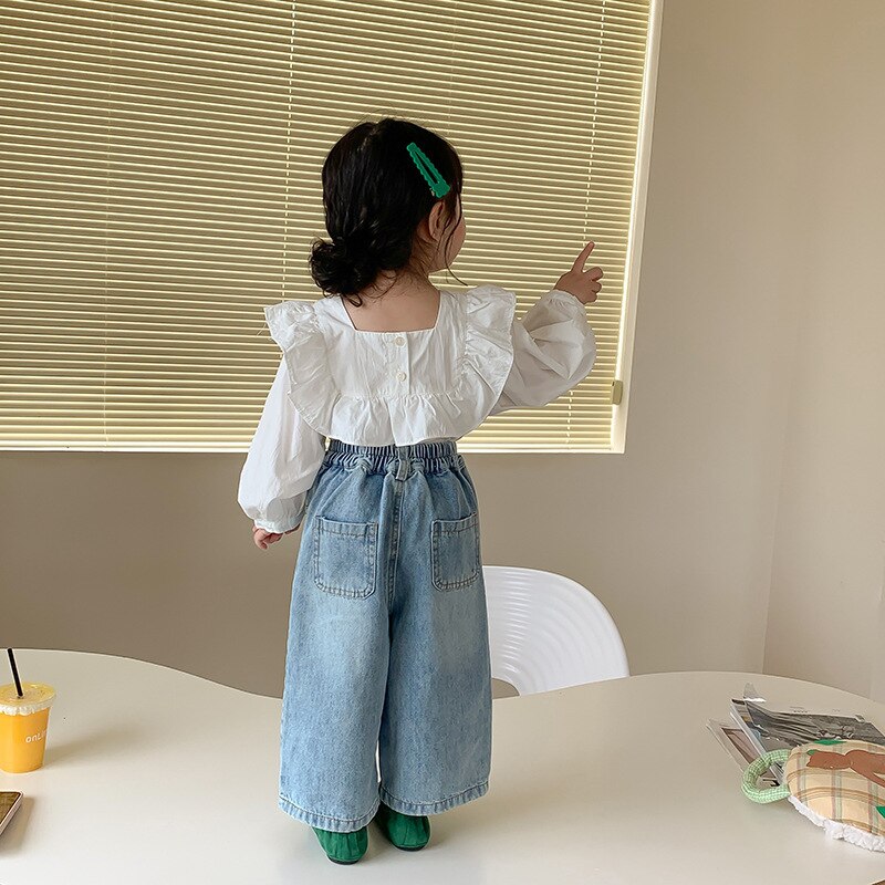 Jeans Children Loose and Straight Trousers Girls Casual Style Denim Blue Pants KilyClothing