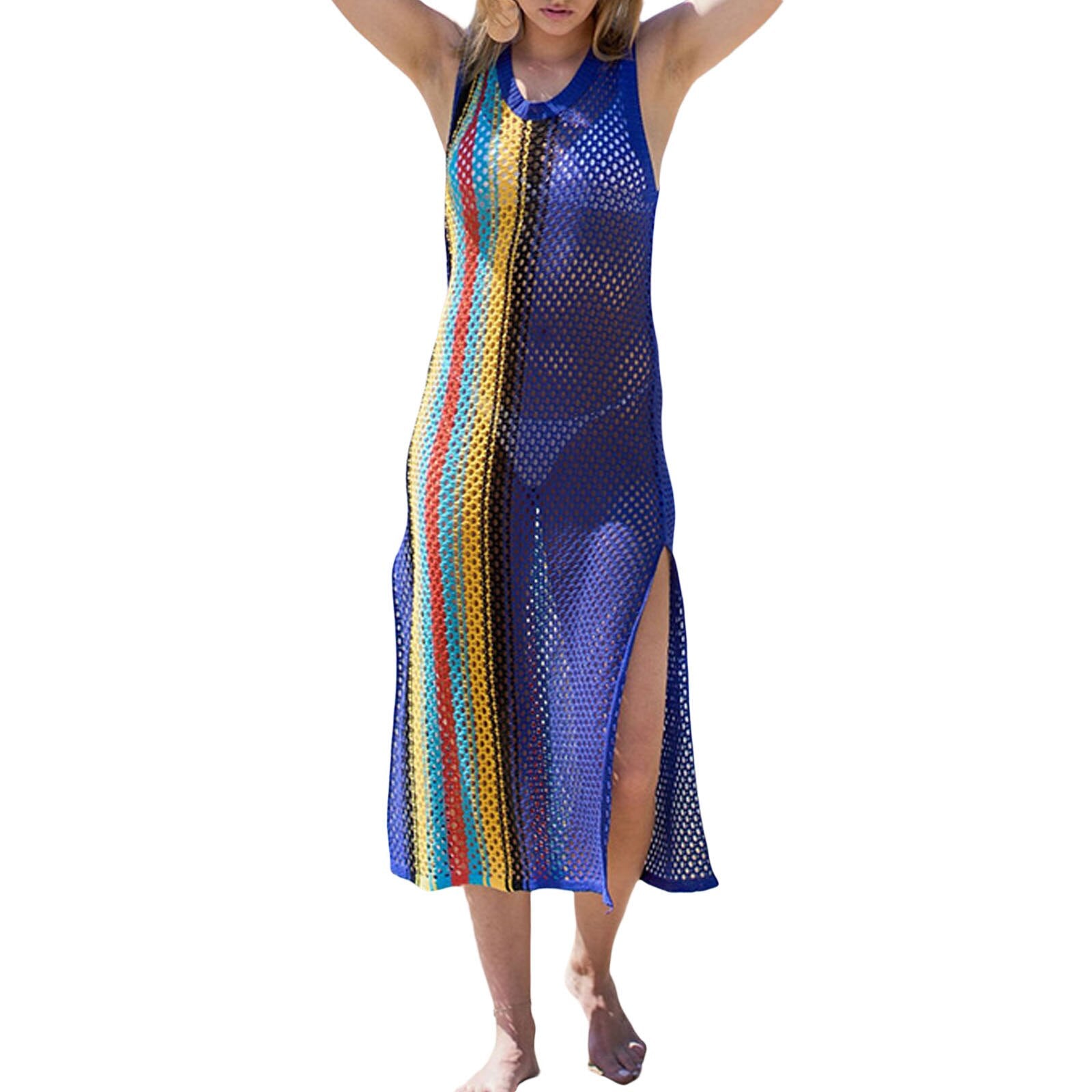 Vestido de punto para mujer con abertura para bikini de ganchillo sin mangas traje de baño ropa de playa de KilyClothing
