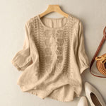 Vitage Lace Crochet Blouse Women 3/4 O Neck Sleeve Tops Embroidery KilyClothing