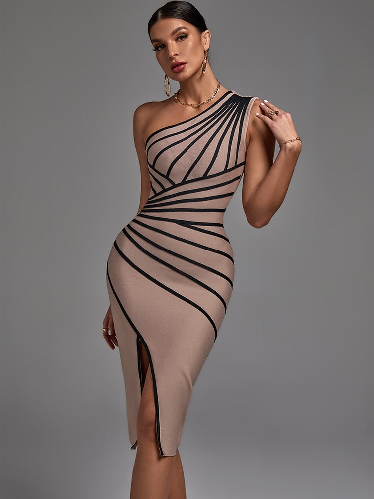 One Shoulder Bandage Dress Elegant Sexy Evening Party Dress High Quality KilyClothing