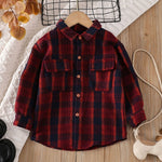 Cotton Lapel Stripe Lattice Button Shirt for Boy and Girl Baby Tops KilyClothing