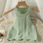 Retro Wavy Halter Knitted Suspender Vest Women Tanks Tops Korean Fashion KilyClothing