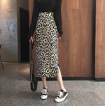 Long slit knitted leopard skirt women high waist knitted skirt KilyClothing