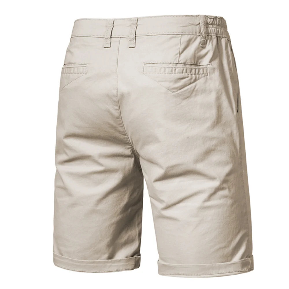 2021 New Summer 100% Cotton Solid Shorts Men High Quality Casual Business Social Elastic Waist Men Shorts 10 Colors Beach Shorts KilyClothing