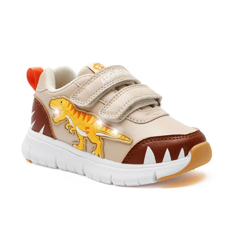Baby Kids Leather Autumn New Flashing Sneakers Light Up Dinosaur Boys Little Children Outdoor Casual Sports Shoes KilyClothing